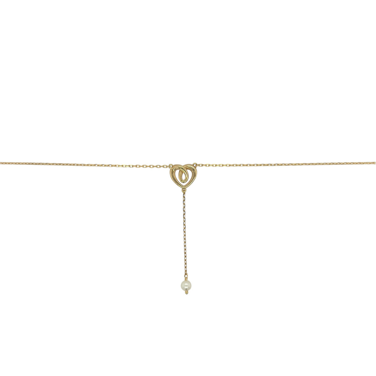 New 9ct Yellow Gold &amp; Pearl Drop Heart 16" - 18" adjustable Necklace with the weight 2 grams and the pendant is approx 8mm by 9mm