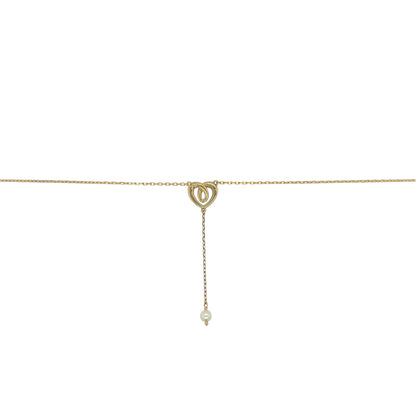 New 9ct Yellow Gold &amp; Pearl Drop Heart 16" - 18" adjustable Necklace with the weight 2 grams and the pendant is approx 8mm by 9mm