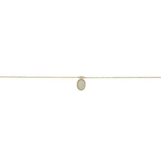 New 9ct Yellow Gold &amp; Oval Mother of Pearl 16" - 18" adjustable Necklace with the weight 1.30 grams and the pendant is approx 7mm by 9mm