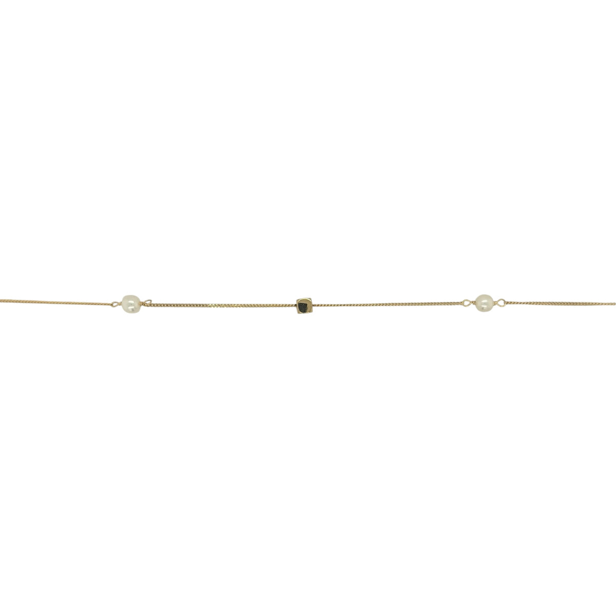 New 9ct Yellow Gold &amp; Pearl Cube 16" - 18" Necklace with the weight 1.60 grams and the cubes are 3mm by 3mm
