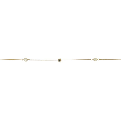 New 9ct Yellow Gold &amp; Pearl Cube 16" - 18" Necklace with the weight 1.60 grams and the cubes are 3mm by 3mm