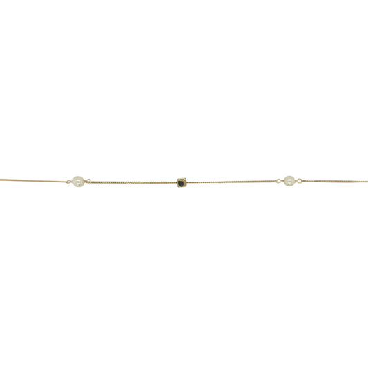 New 9ct Yellow Gold &amp; Pearl Cube 16" - 18" Necklace with the weight 1.60 grams and the cubes are 3mm by 3mm