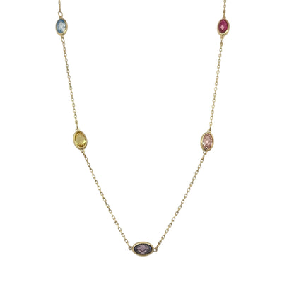 9ct Gold & Multi Coloured Gemstone 16" - 18" Necklace