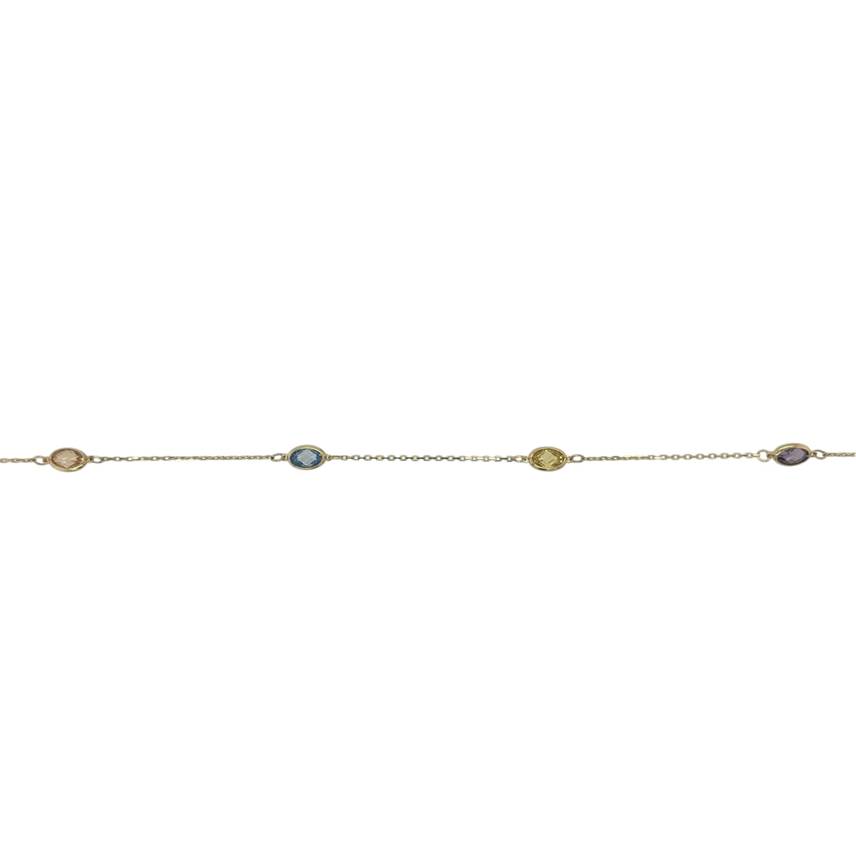 9ct Gold & Multi Coloured Gemstone 16" - 18" Necklace