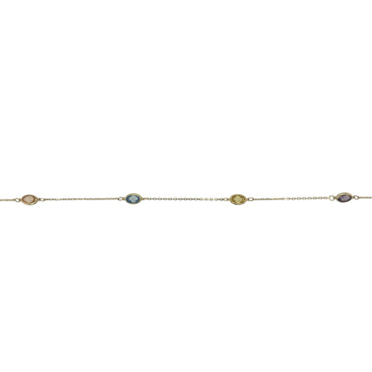 9ct Gold & Multi Coloured Gemstone 16" - 18" Necklace