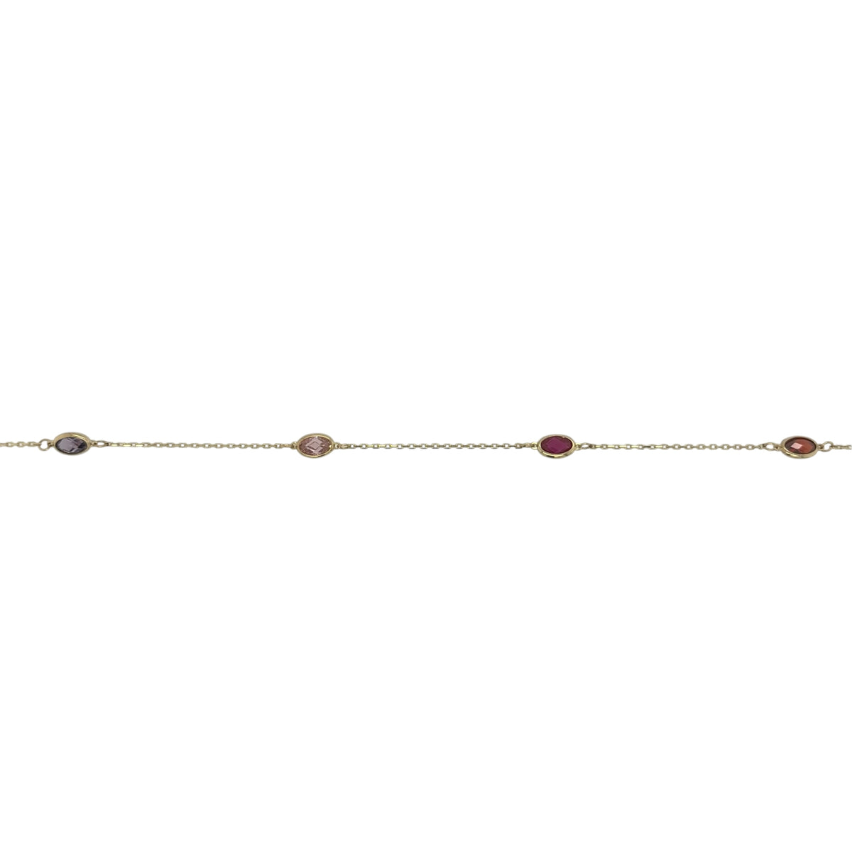 9ct Gold & Multi Coloured Gemstone 16" - 18" Necklace