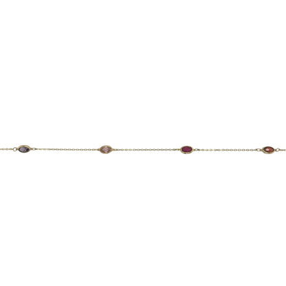 9ct Gold & Multi Coloured Gemstone 16" - 18" Necklace