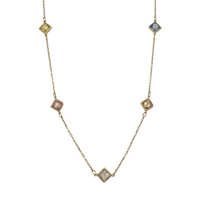 9ct Gold & Multi Coloured Gemstone 16" - 18" Necklace
