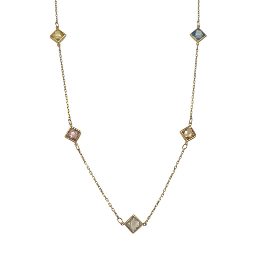 9ct Gold & Multi Coloured Gemstone 16" - 18" Necklace