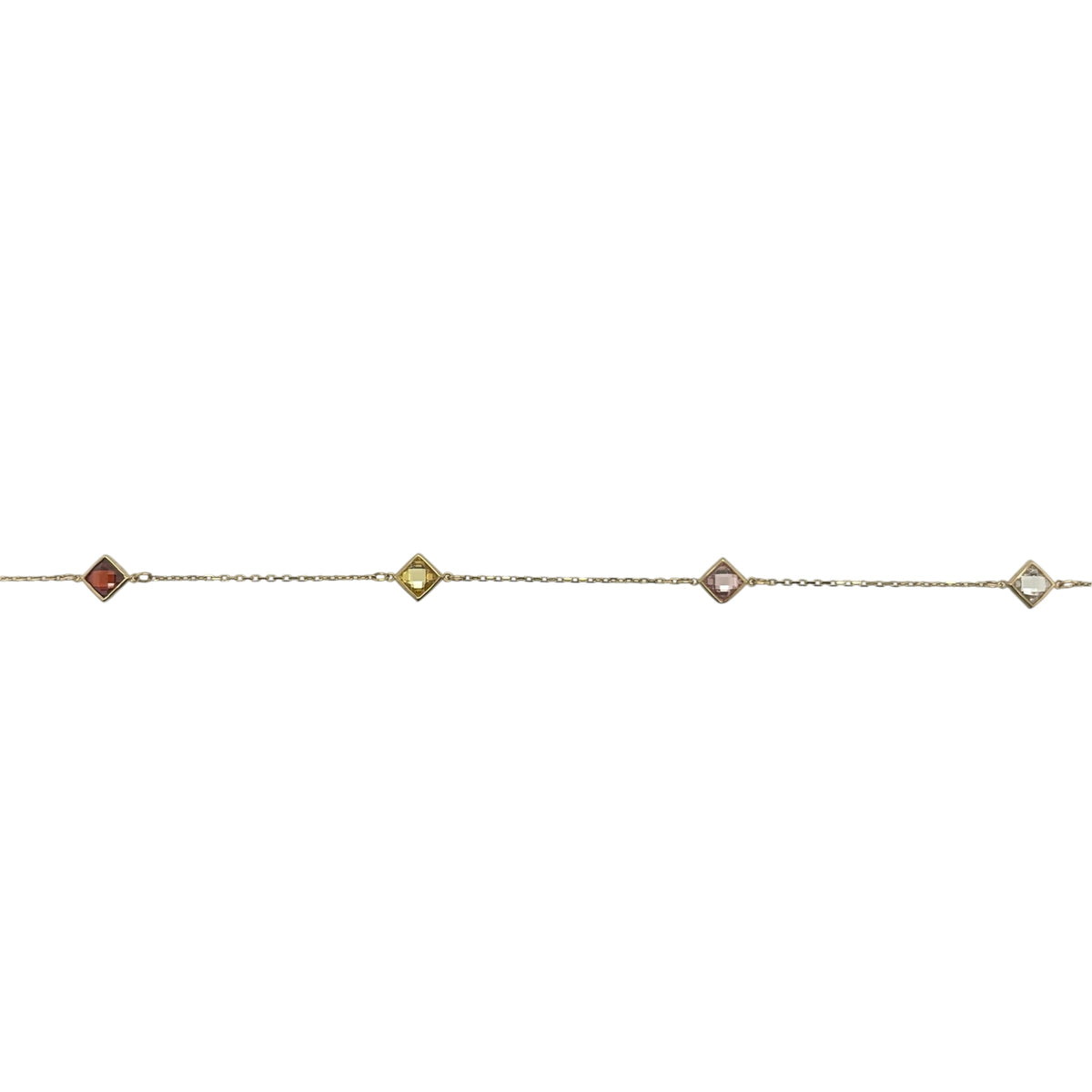 9ct Gold & Multi Coloured Gemstone 16" - 18" Necklace