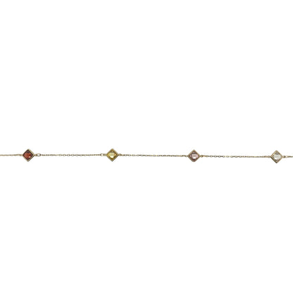 9ct Gold & Multi Coloured Gemstone 16" - 18" Necklace
