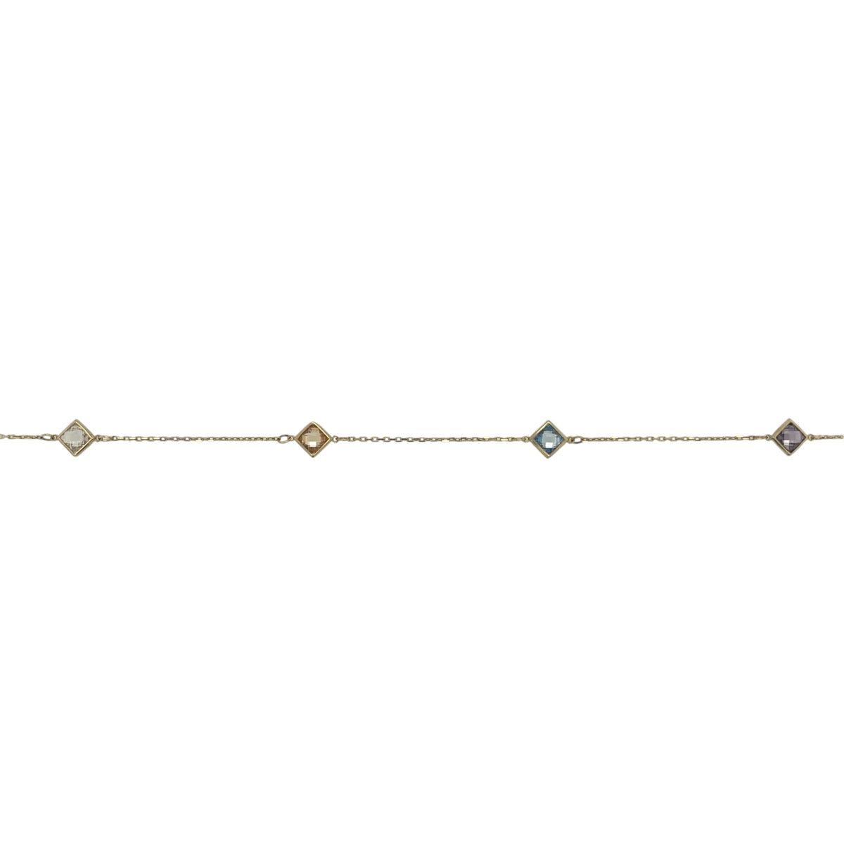 9ct Gold & Multi Coloured Gemstone 16" - 18" Necklace