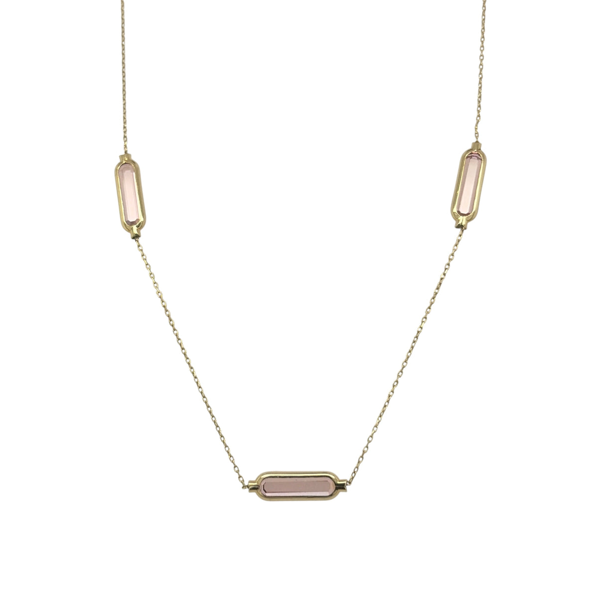 9ct Gold & Pink Gemstone 16" - 18" Necklace