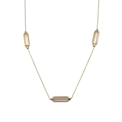 9ct Gold & Pink Gemstone 16" - 18" Necklace