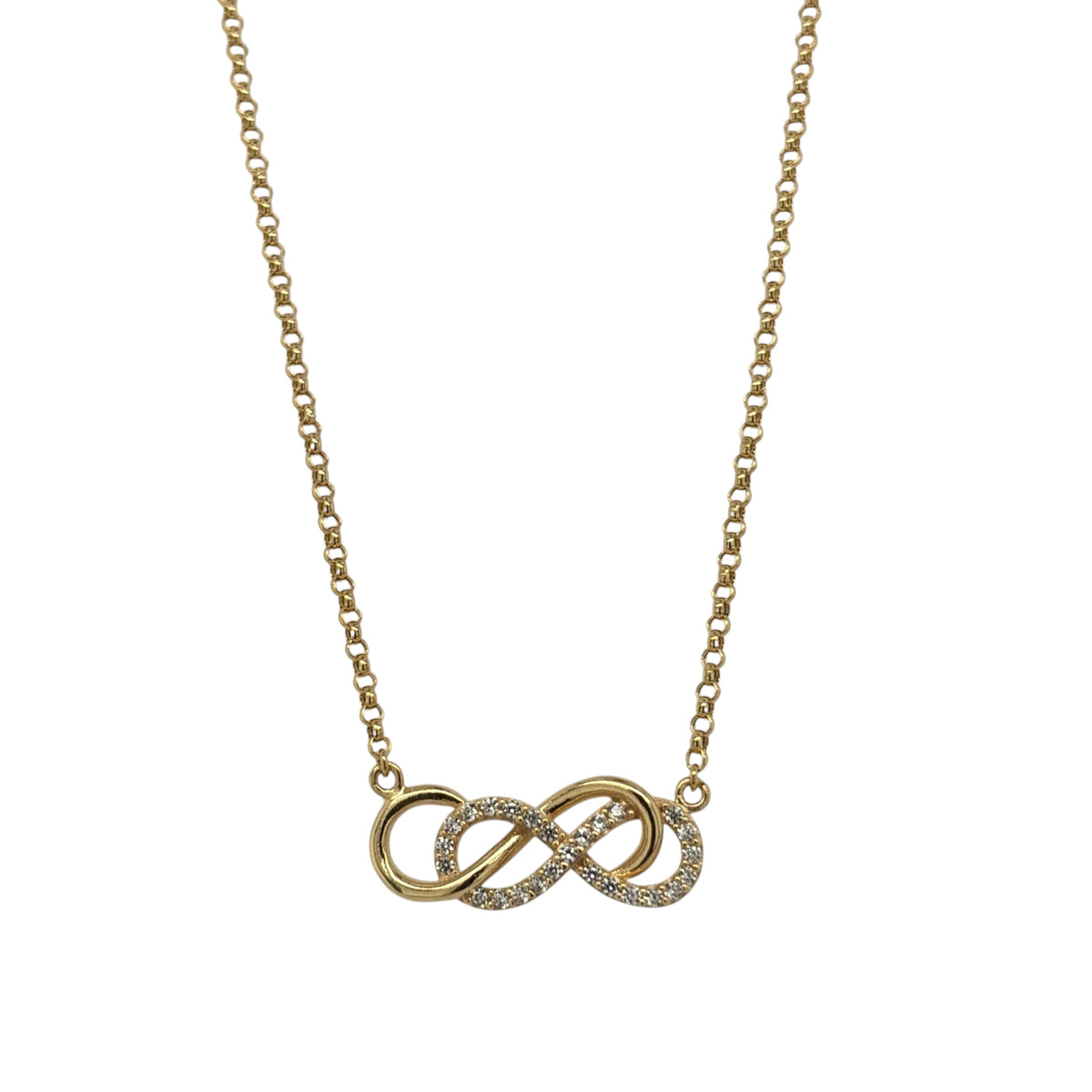 9ct Gold & Cubic Zirconia Infinity 18" Necklace