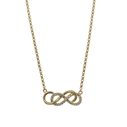 9ct Gold & Cubic Zirconia Infinity 18" Necklace