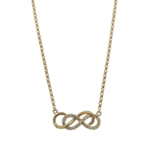 9ct Gold & Cubic Zirconia Infinity 18" Necklace
