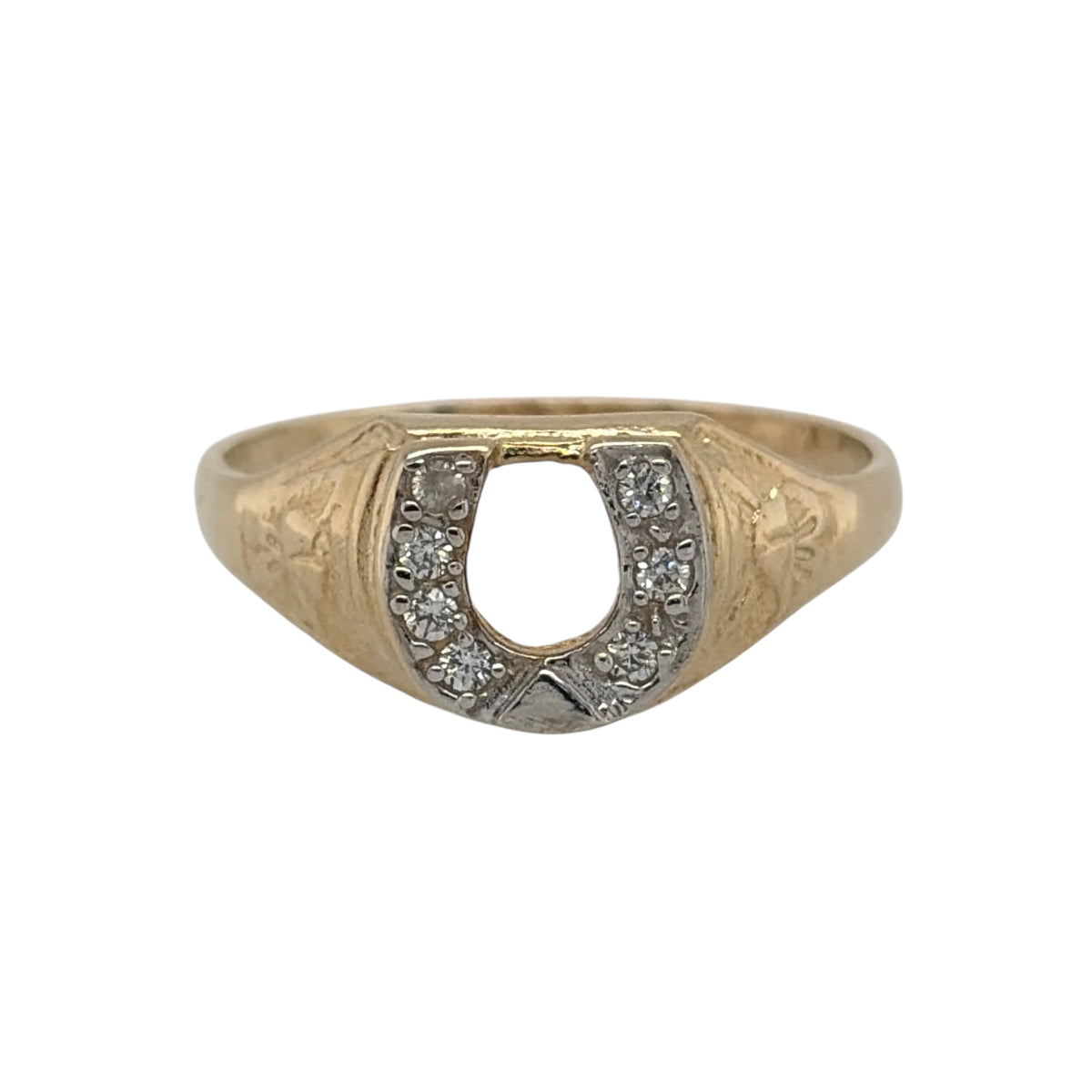 9ct Gold & Cubic Zirconia Horseshoe Ring