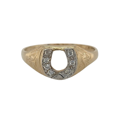 9ct Gold & Cubic Zirconia Horseshoe Ring