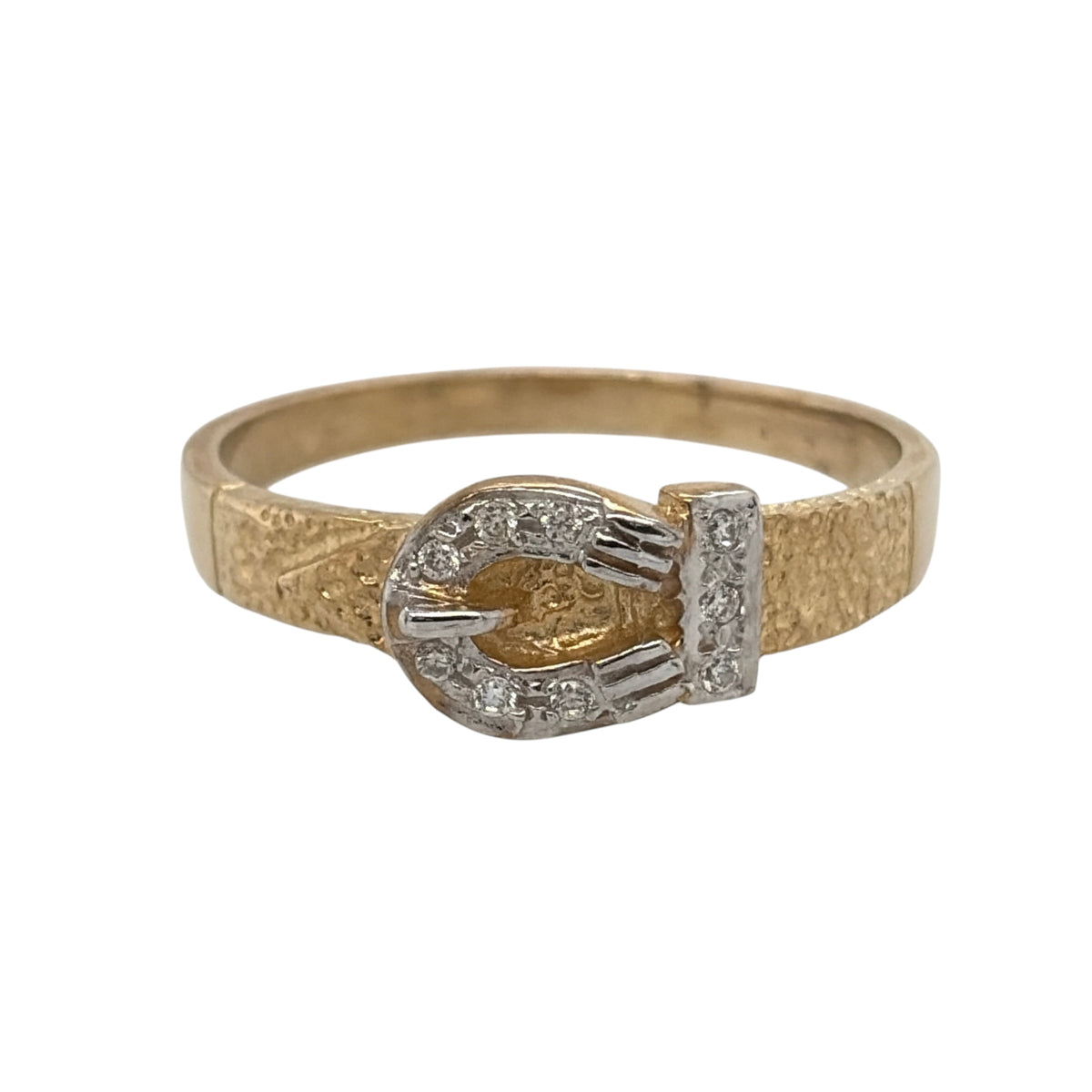 9ct Gold & Cubic Zirconia Buckle Ring