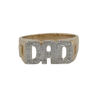 9ct Gold & Cubic Zirconia Dad Ring