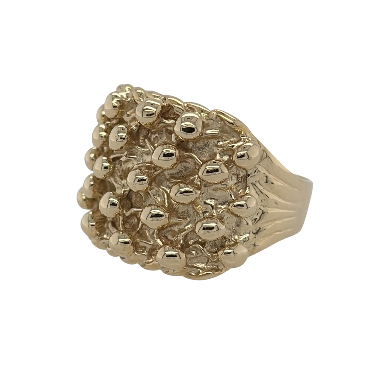 New 9ct Yellow Gold Five Row Keeper Ring in various sizes with the approximate weight 10.30 grams. The front of the ring is 18mm high