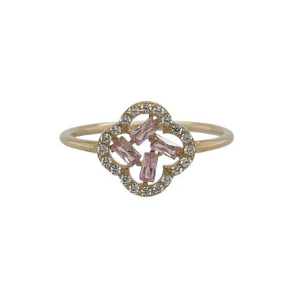 9ct Gold & Cubic Zirconia Cluster Flower Ring