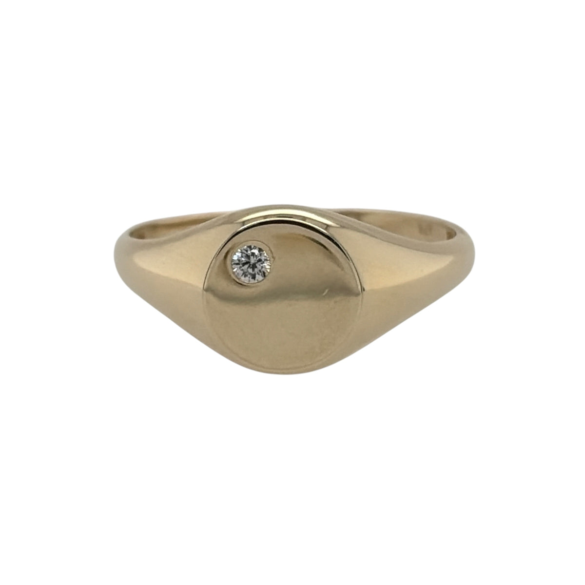 9ct Gold & Cubic Zirconia Round Signet Ring