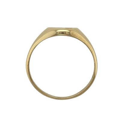 9ct Gold & Cubic Zirconia Round Signet Ring