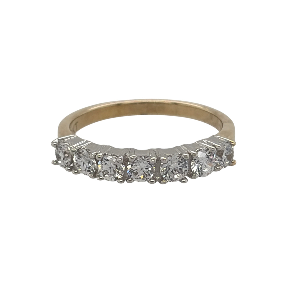 9ct Gold & Cubic Zirconia Seven Stone Band Ring