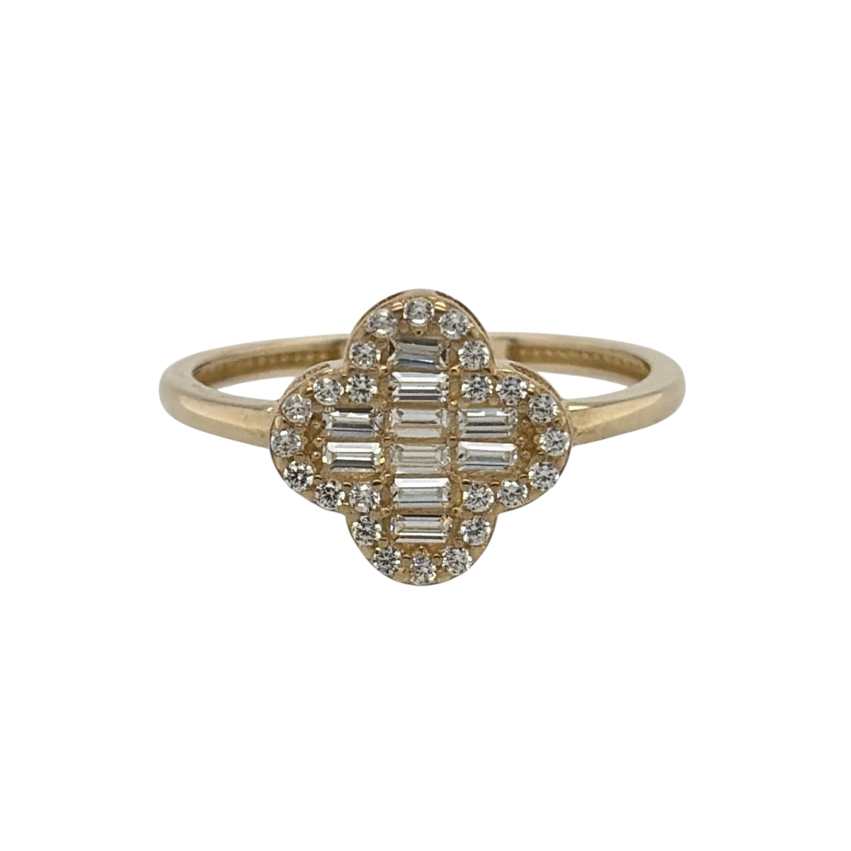 9ct Gold & Cubic Zirconia Cluster Flower Ring