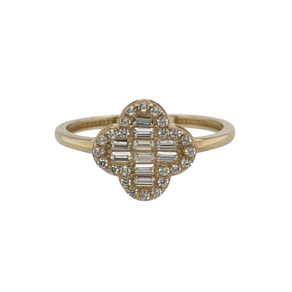 9ct Gold & Cubic Zirconia Cluster Flower Ring