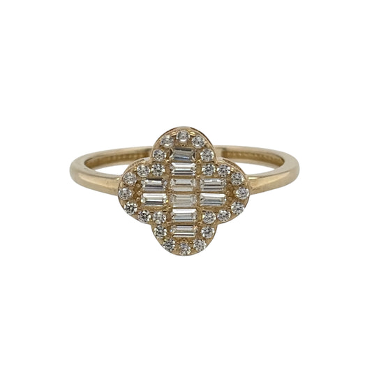 9ct Gold & Cubic Zirconia Cluster Flower Ring