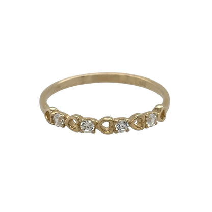 9ct Gold & Cubic Zirconia Heart Band Ring