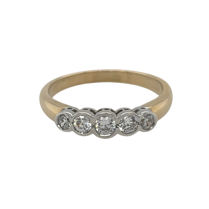 9ct Gold & Cubic Zirconia Five Stone Band Ring
