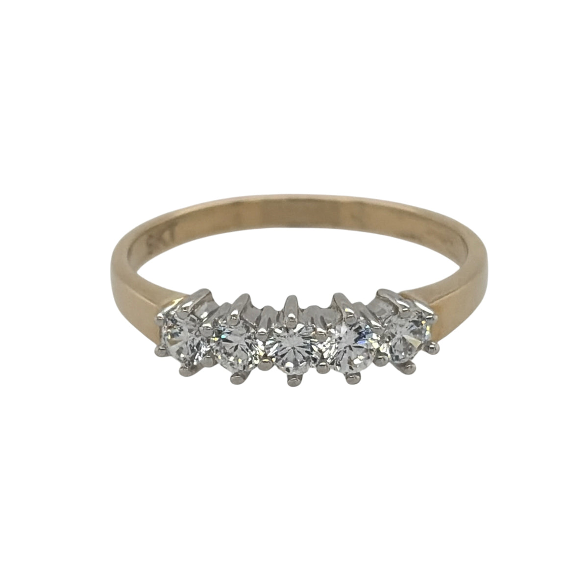 9ct Gold & Cubic Zirconia Five Stone Band Ring