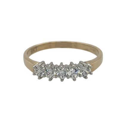 9ct Gold & Cubic Zirconia Five Stone Band Ring