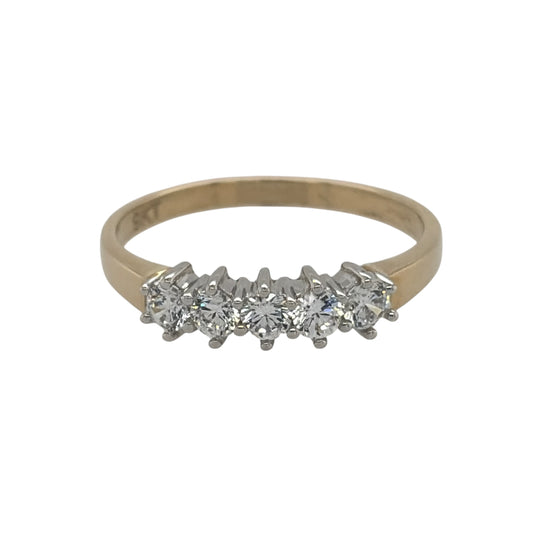 9ct Gold & Cubic Zirconia Five Stone Band Ring