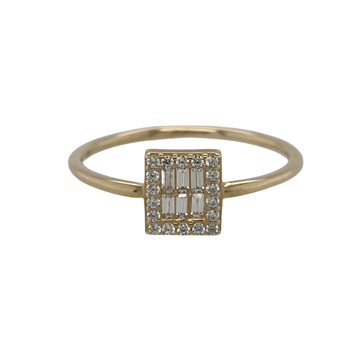 9ct Gold & Cubic Zirconia Rectangle Cluster Ring
