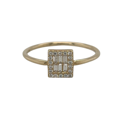9ct Gold & Cubic Zirconia Rectangle Cluster Ring