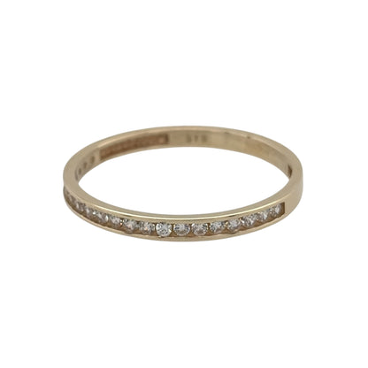 New 9ct Yellow Gold &amp; Cubic Zirconia Band Ring in various sizes with the approximate weight 1 gram. The band is 2mm wide