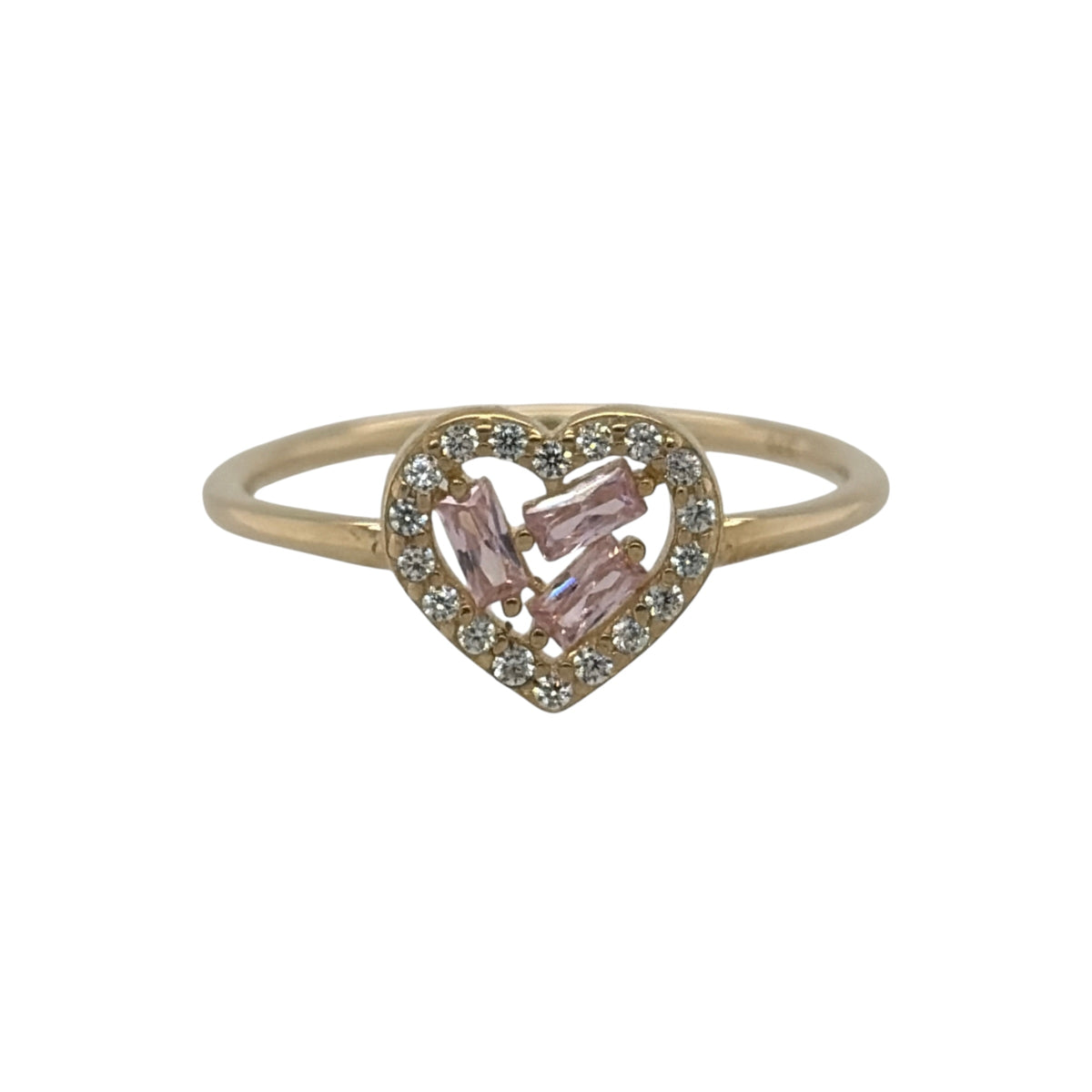 9ct Gold & Cubic Zirconia Cluster Heart Ring