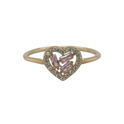 9ct Gold & Cubic Zirconia Cluster Heart Ring