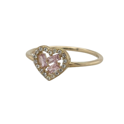 9ct Gold & Cubic Zirconia Cluster Heart Ring
