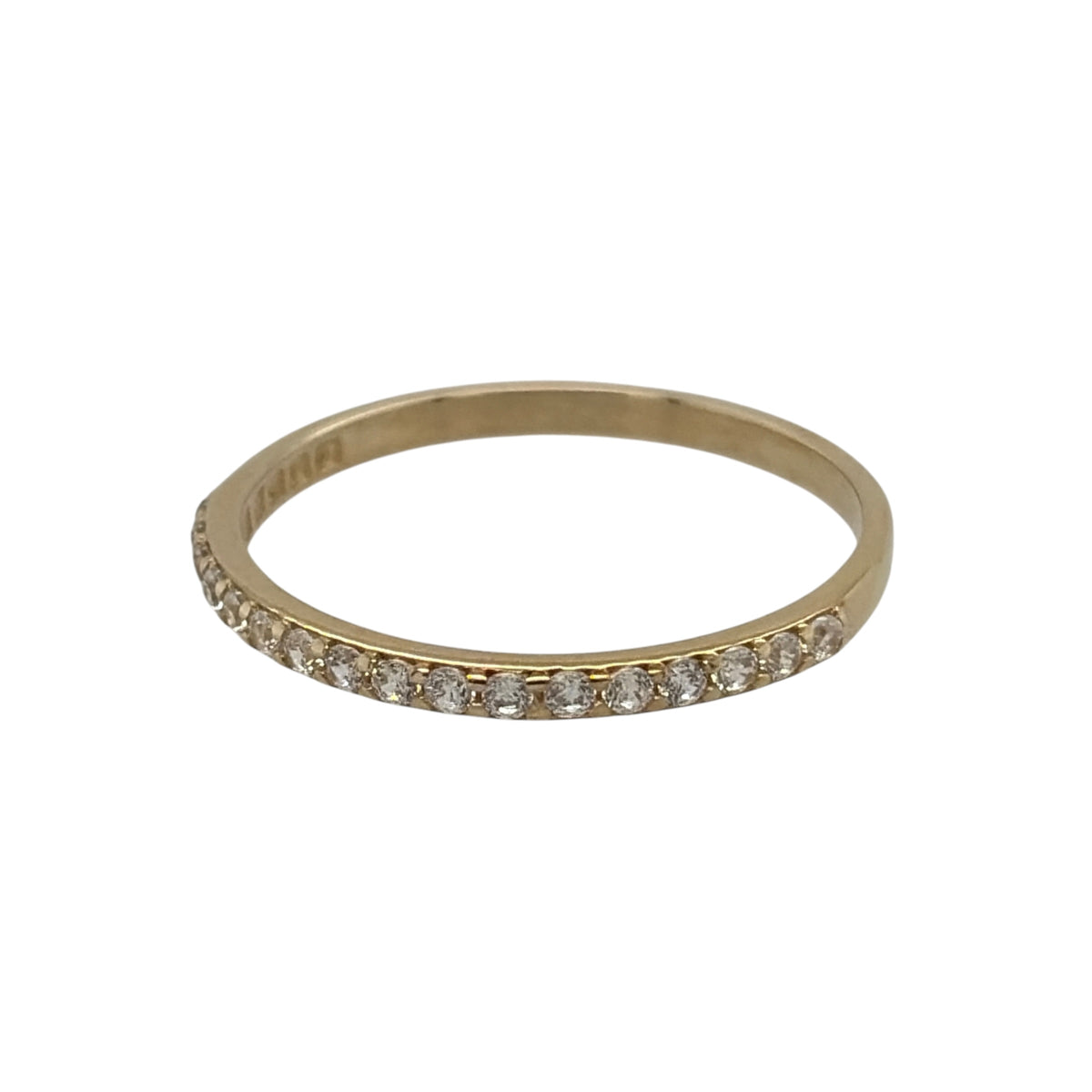 New 9ct Yellow Gold &amp; Cubic Zirconia Band Ring in various sizes with the approximate weight 0.80 grams. The band is 2mm wide