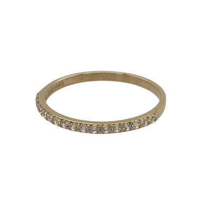 New 9ct Yellow Gold &amp; Cubic Zirconia Band Ring in various sizes with the approximate weight 0.80 grams. The band is 2mm wide