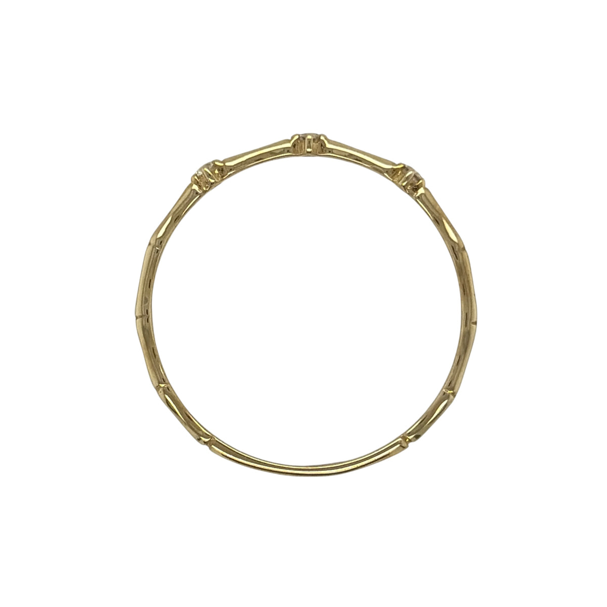 9ct Gold & Cubic Zirconia Bamboo Style Band Ring
