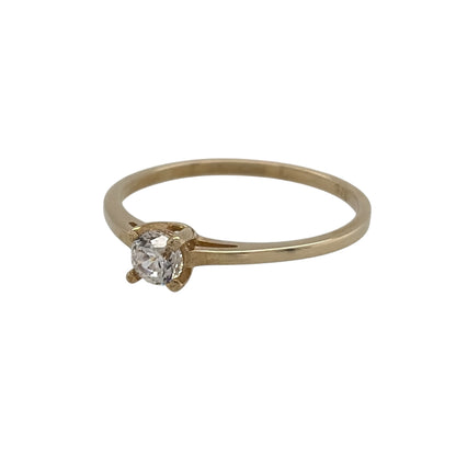 New 9ct Yellow Gold &amp; Cubic Zirconia Solitaire Ring in various sizes with the approximate weight 0.90 grams. The stone is 3.75mm diameter