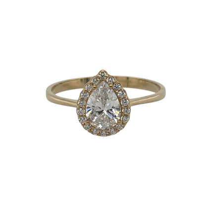 9ct Gold & Cubic Zirconia Teardrop Halo Ring