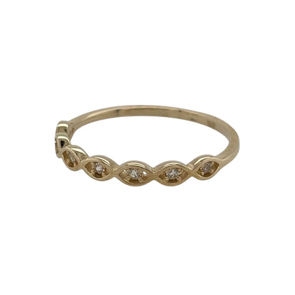 New 9ct Gold &amp; Cubic Zirconia Infinity Band Ring in various sizes with the approximate weight 0.90 grams. The front of the band is 3mm wide